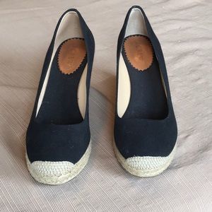 J Crew Seville espadrille wedge black canvas